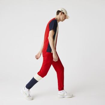 Lacoste Colorblock Fleece Track Pants Pánské - Kalhoty Červené / Béžový / Tmavě Blankyt Blankyt | CZ